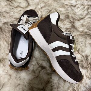 ME Makeover Essentials Brown & White Retro Runner Sneakers for women